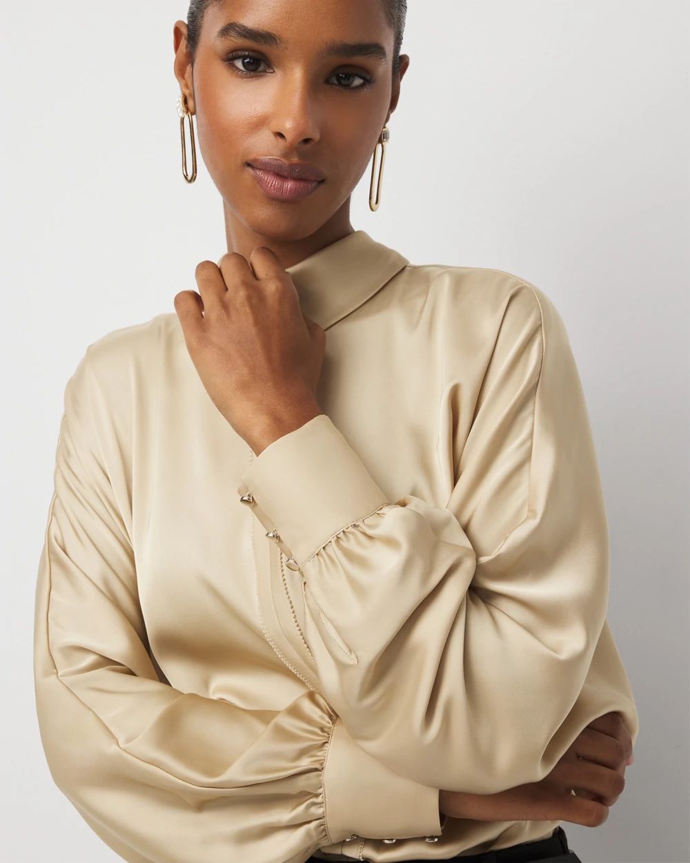 Tie Back Satin Blouse | White House Black Market